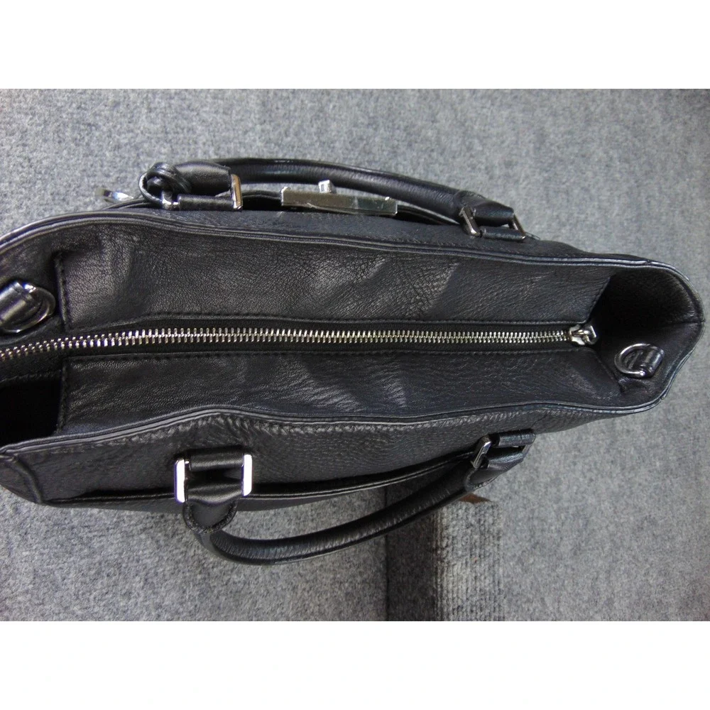 Michael Kors Savannah Satchel Black Pebbled Leather Silver Hardware‎ 38F5YSLT2L